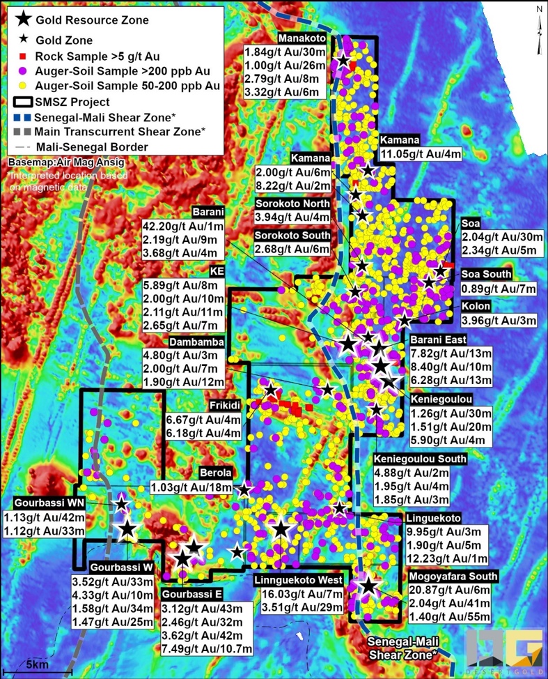 Desert Gold Reports Measured and Indicated Mineral Resources of 310,300 ounces of Gold and Inferred Mineral Resources of 769,200 ounces of Gold at SMSZ Project, West Mali thumbnail